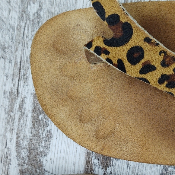 🟥Yokono Leopard Calf Hair Ibiza Thong Cork Sandal - Picture 7 of 16